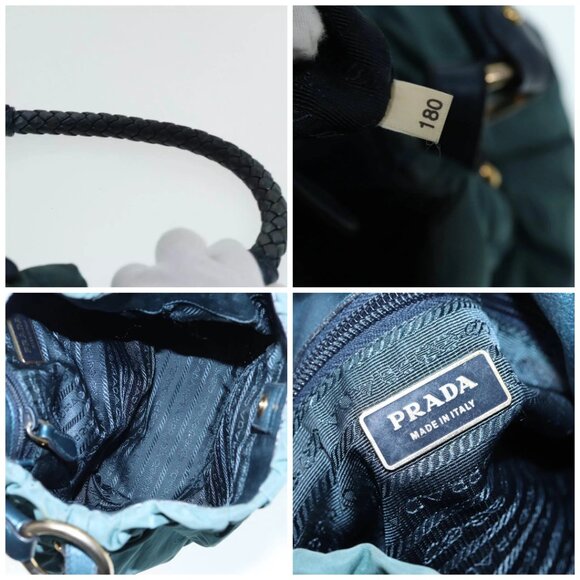 PRADA Hand Bag Nylon Green Gold Auth - Picture 15 of 16